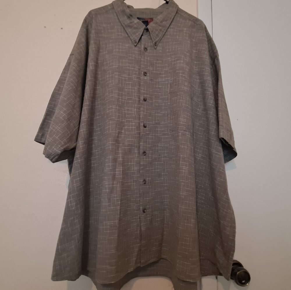 Big And tall 6xl Repp button down shirt-Green
